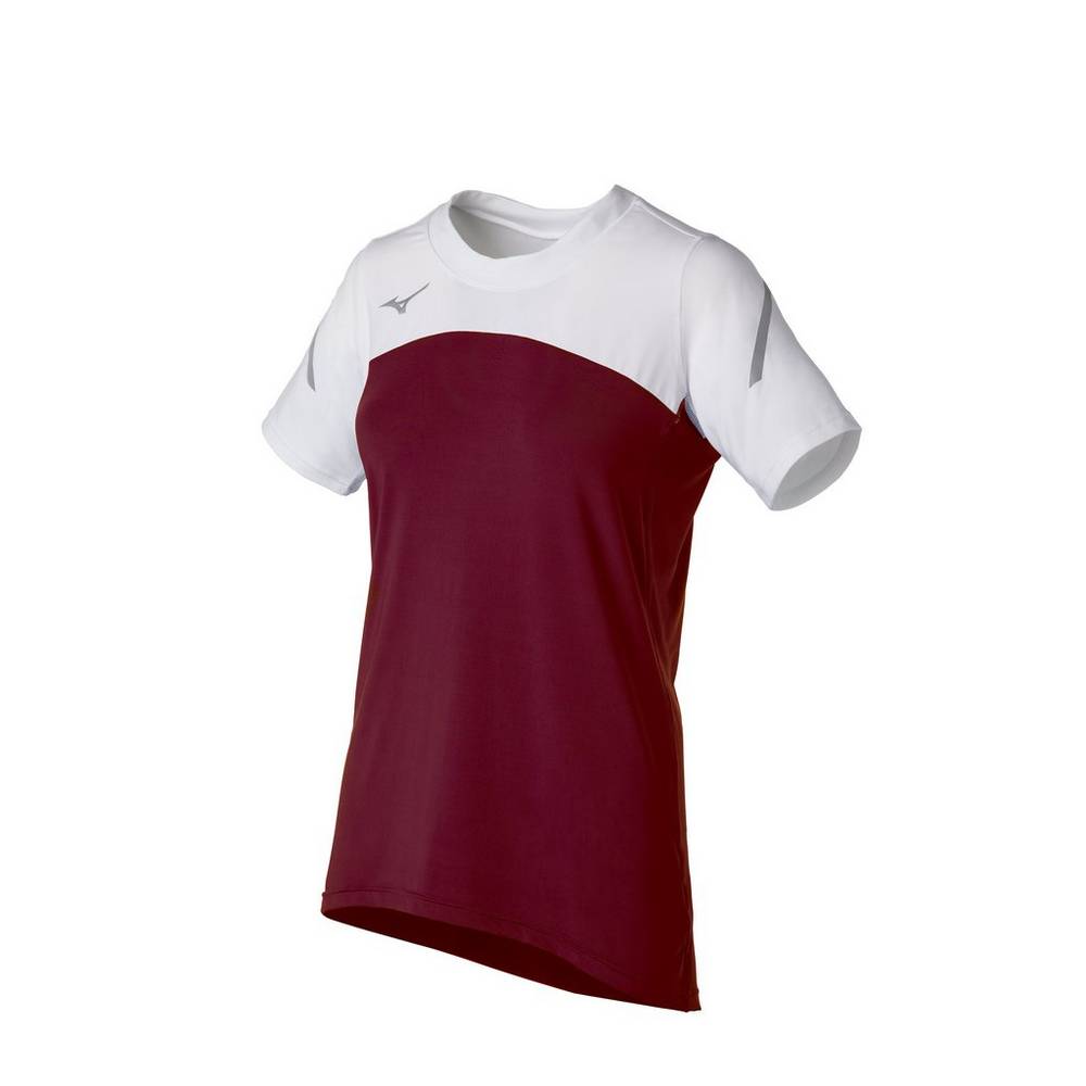 Womens Mizuno Techno VII Short Sleeve Jersey Burgundy/White Philippines (ITDXGS584)